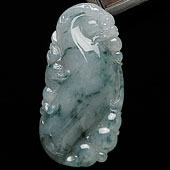 糯冰种飘花缅甸翡翠A货龙如意挂件