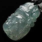 冰种晴水缅甸翡翠A货福寿如意挂件