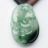 冰种飘花缅甸翡翠A货如意挂件