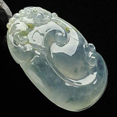 冰种飘花缅甸翡翠A货如意挂件