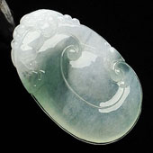 冰种飘花缅甸翡翠A货如意挂件