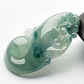 冰种飘花缅甸翡翠A货龙如意挂件