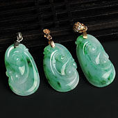 糯冰种飘翠缅甸翡翠A货如意挂件（单价）