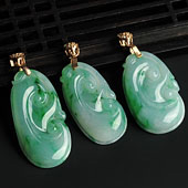 糯冰种飘翠缅甸翡翠A货如意挂件（单价）