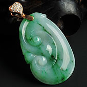 糯冰种飘翠缅甸翡翠A货如意挂件