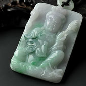 糯冰种飘翠缅甸翡翠A货观音挂件