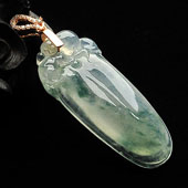 (超值推荐)冰种飘花缅甸翡翠A货福瓜挂件