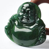 糯冰种油青缅甸翡翠A货玉佛挂件