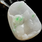 糯冰种飘翠缅甸翡翠A货玉鼠挂件