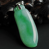 冰种飘翠缅甸翡翠A货福瓜挂件（金扣）