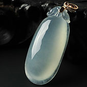 (超值推荐)冰种晴水缅甸翡翠A货福瓜挂件（金扣）