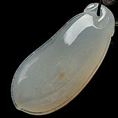 糯冰种淡晴水缅甸翡翠A货福瓜挂件