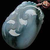 (超值推荐)糯冰种飘花缅甸翡翠A货如意挂件