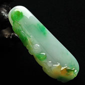 糯冰种三彩缅甸翡翠A货福瓜挂件