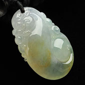 冰种晴水黄翡缅甸翡翠A货龙如意挂件