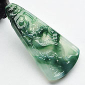 冰种飘花缅甸翡翠A货龙牌挂件