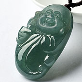 冰种蓝水缅甸翡翠A货纳福挂件