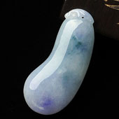 糯冰种紫罗兰飘花缅甸翡翠A货福瓜挂件