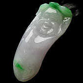 糯冰种淡春带彩缅甸翡翠A货玉佛挂件