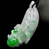 糯冰种淡春带彩缅甸翡翠A货白菜挂件