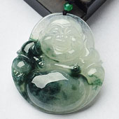 冰种飘花缅甸翡翠A货玉佛挂件