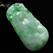 糯冰种飘翠缅甸翡翠A货如意挂件