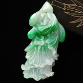 糯冰种飘翠缅甸翡翠A货白菜挂件