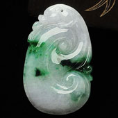 糯冰种春带彩缅甸翡翠A货如意挂件