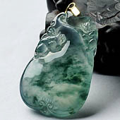 玻璃种飘花缅甸翡翠A货如意挂件