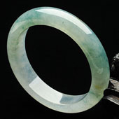 冰种飘花带黄翡缅甸翡翠A货手镯（56.4mm）