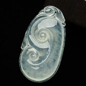 冰种淡晴水缅甸翡翠A货如意挂件