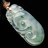 冰种飘花缅甸翡翠A货如意挂件