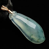 冰种飘花缅甸翡翠A货福瓜挂件