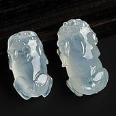 冰种淡晴水缅甸翡翠A货貔貅戒面(单价)