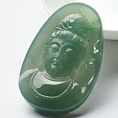 冰种晴水缅甸翡翠A货观音头挂件