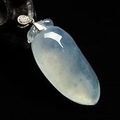 冰种略飘花缅甸翡翠A货福瓜挂件