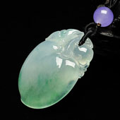 冰种飘花缅甸翡翠A福瓜挂件