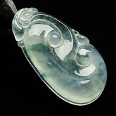 冰种飘花缅甸翡翠A货如意挂件