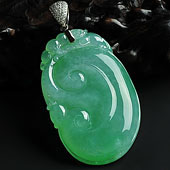 冰种豆色缅甸翡翠A货如意挂件