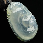 冰种晴水略带黄翡缅甸翡翠A货如意挂件