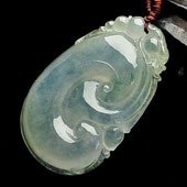 冰种晴水略带黄翡缅甸翡翠A货如意挂件