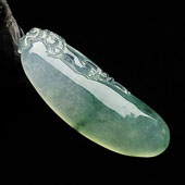 冰种飘花缅甸翡翠A货福瓜挂件