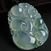 冰种飘花缅甸翡翠A货如意挂件