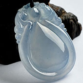 冰种淡紫罗兰缅甸翡翠A货如意挂件