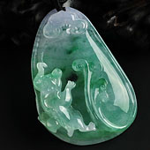 冰种春带彩缅甸翡翠A货貔貅如意挂件