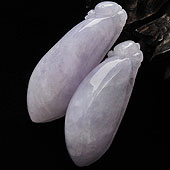 糯冰种紫罗兰缅甸翡翠A货福瓜挂件(一对)