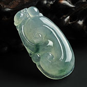 冰种略飘花缅甸翡翠A货如意挂件