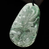 冰种飘花缅甸翡翠A货蝶恋花挂件