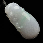 糯冰种淡春带彩缅甸翡翠A货福瓜挂件