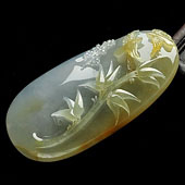 冰种黄翡缅甸翡翠A货节节高挂件